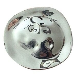 Modernist Abstract Silver Tone Molten Organic Circular Statement Brooch Pin